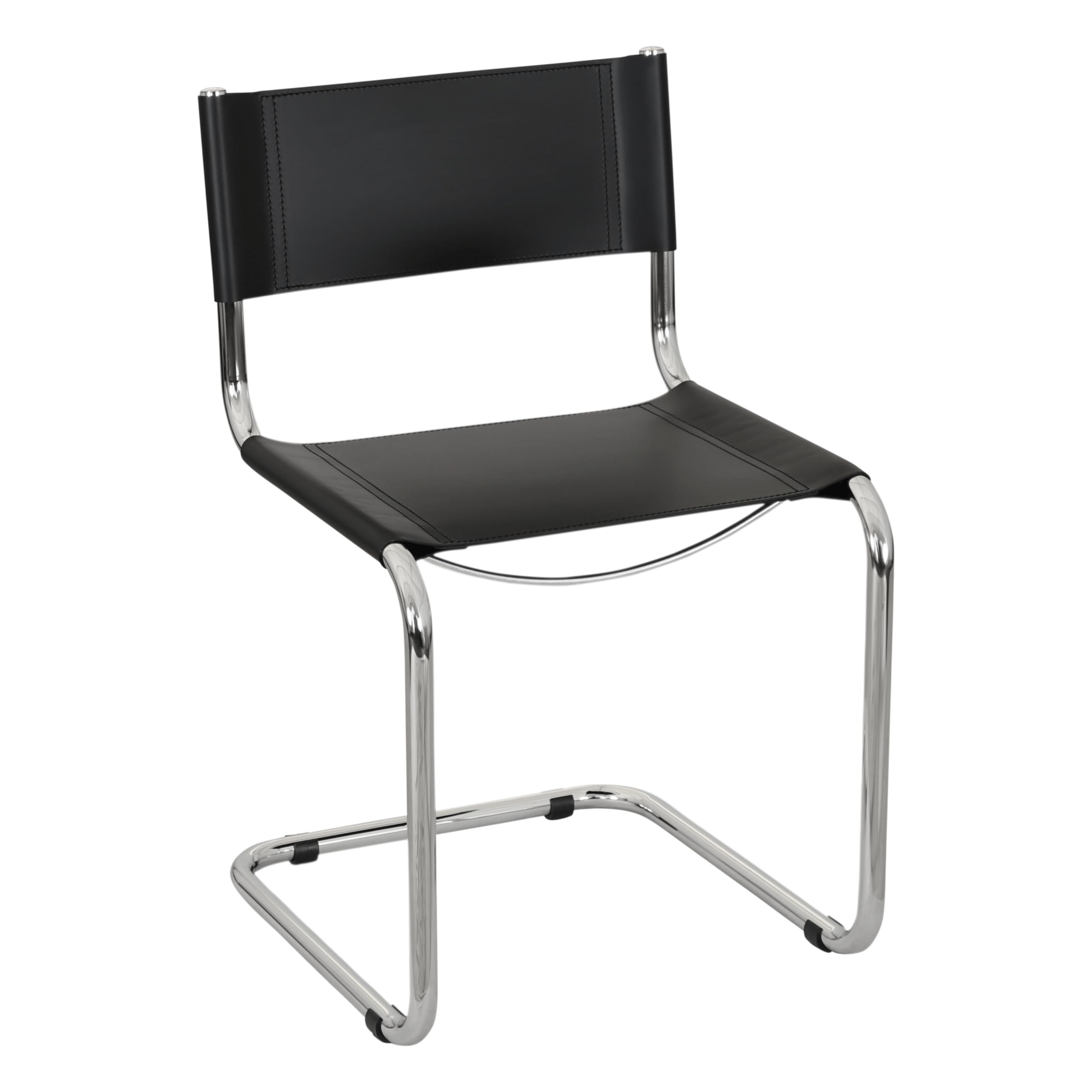 Furnish Theory Breuer Chair Company Mart Stam Cantilever Side Chair w/Chrome Steel Frame & Black Bonded Leather