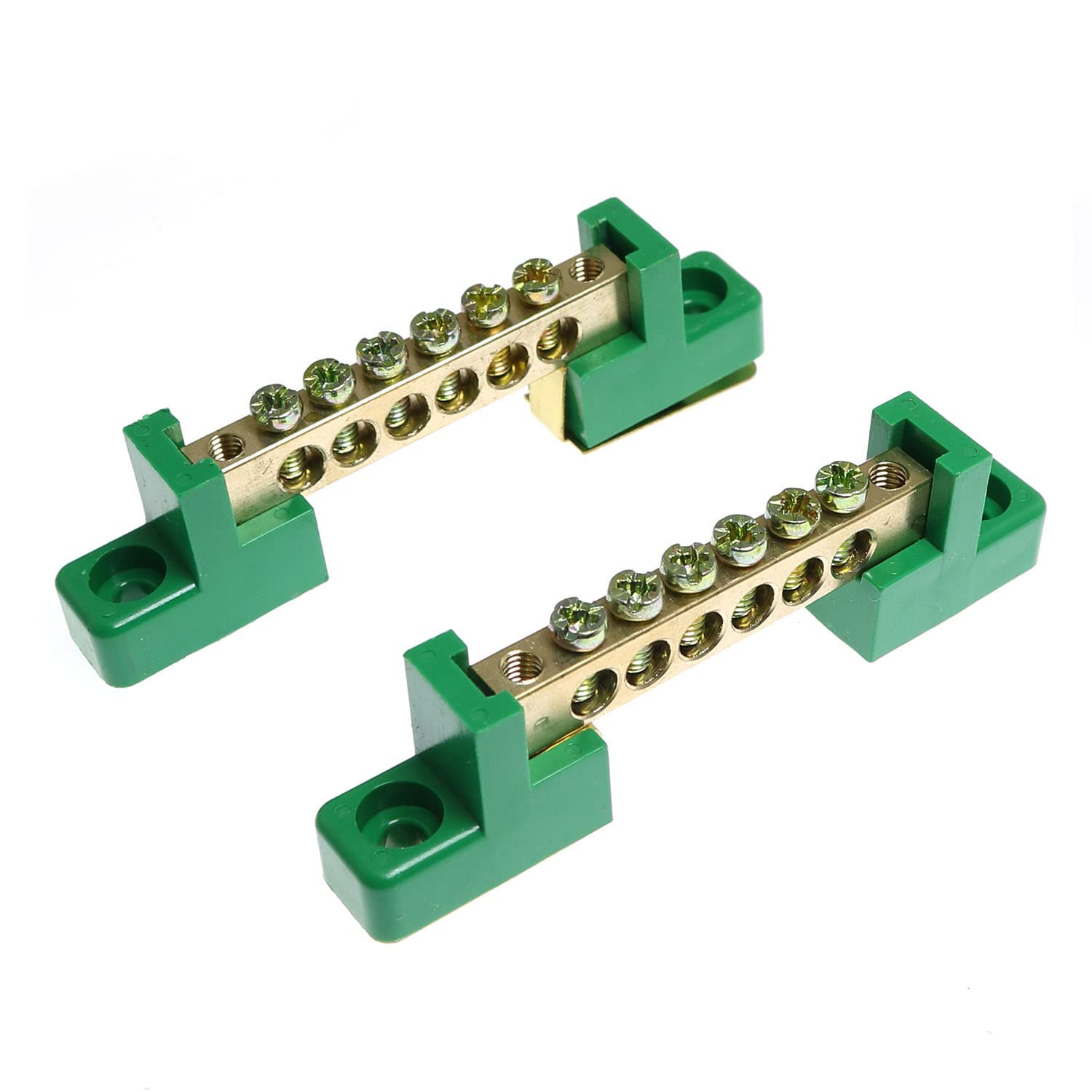 RLECS 2pcs 6 Positions Terminal Bus Bar Terminal Block Brass Wire Screw