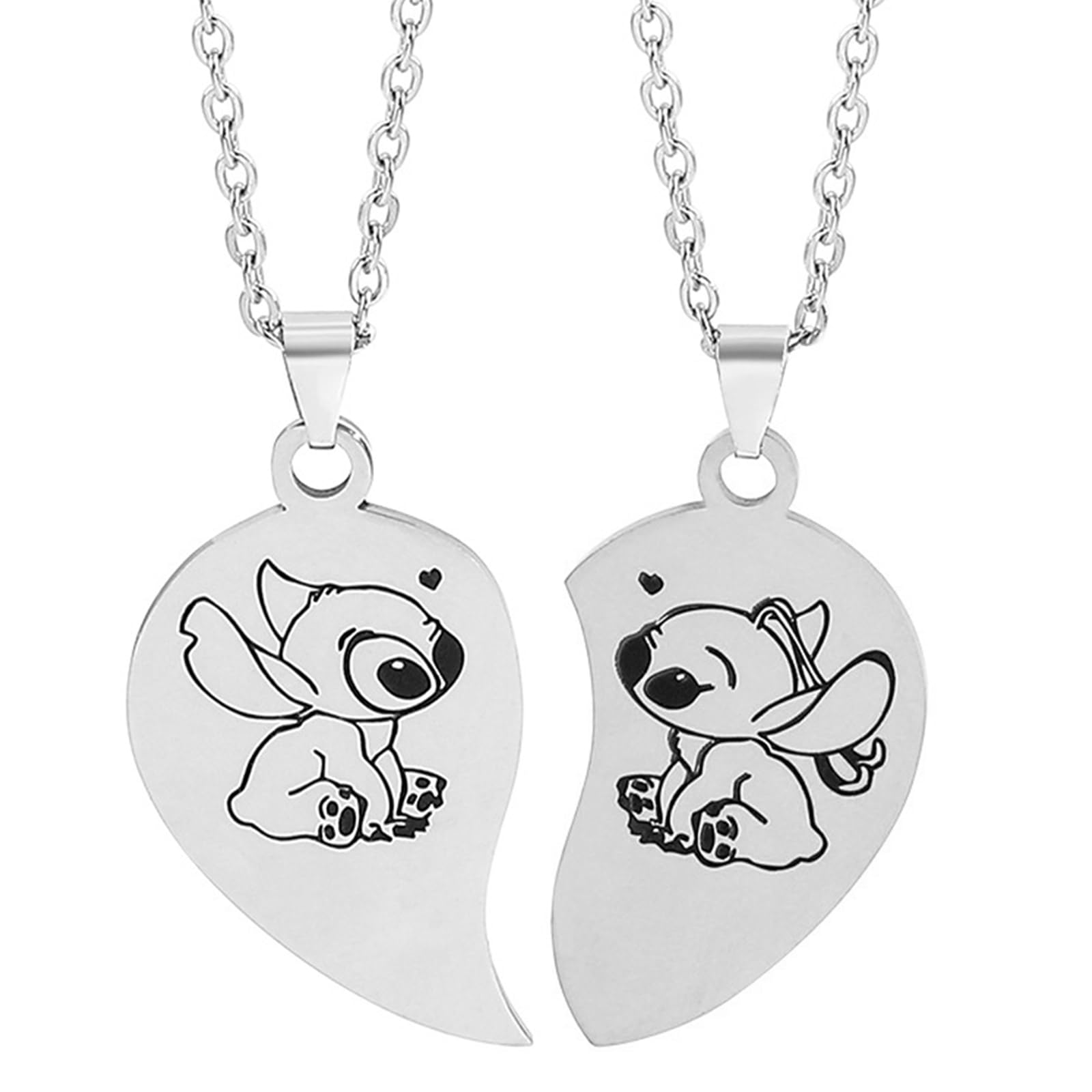 PQKL-party Collares Stitch,Lilo y Stitch Collares Niña , Stitch Regalos Joyería Collares Acero Inoxidable para Cumpleaños de Niñas
