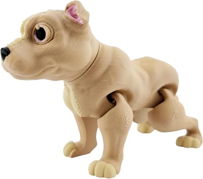 Loyal Guardian Pitbull - 3D Printed Articulated Dog Figurine with Optional Dog House | Movable Joints | Collectible Desk Toy | Perfect Gift for Dog Lovers Tan, Without Dog House