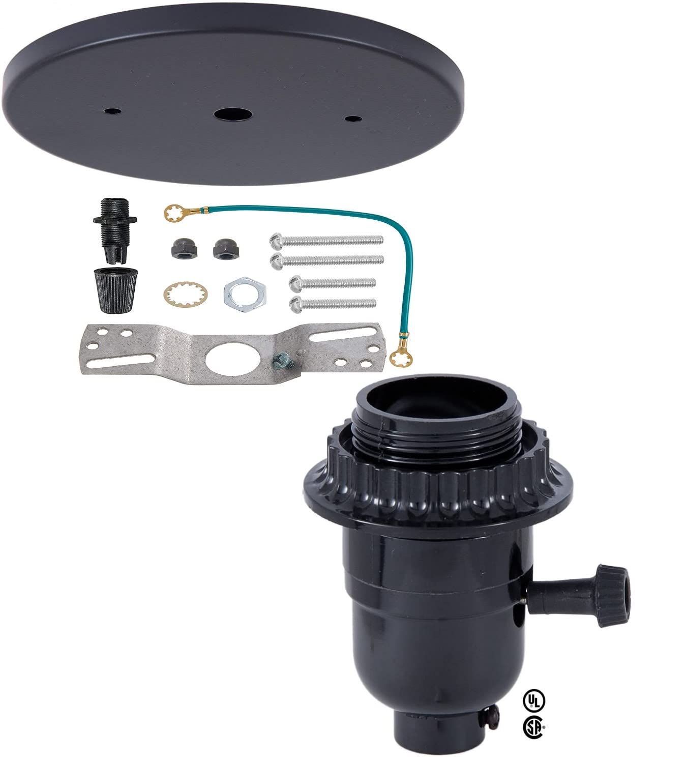 B&P Lamp Black Canopy and Kit with 3-Way Socket