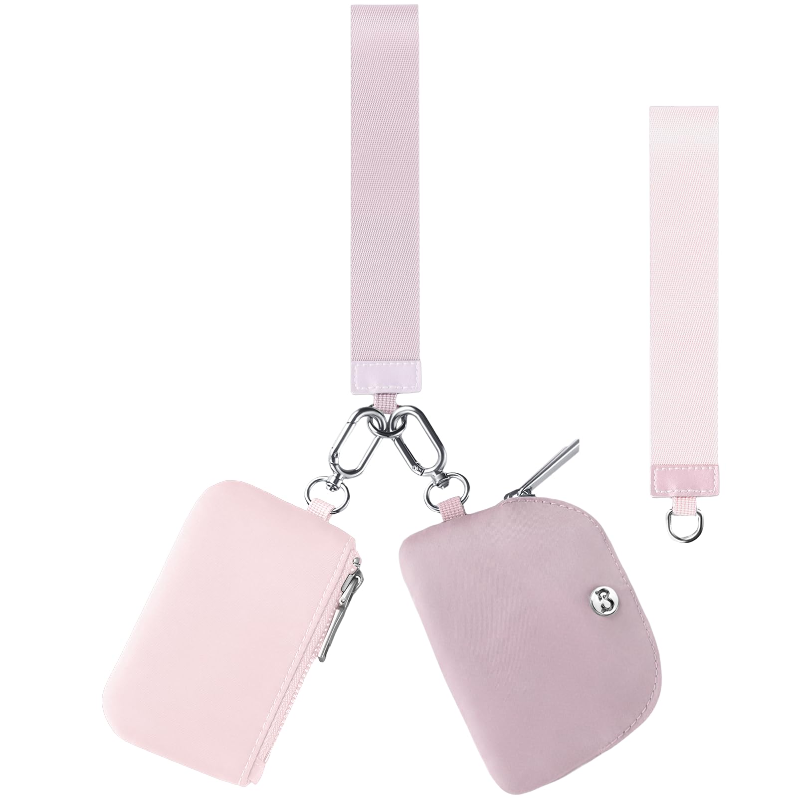 Mini Zip Around Dual Pouch Wristlet With 2 Straps Wristlet Keychain Wallet for Women Coin Purse Small Cute for Teen Girl