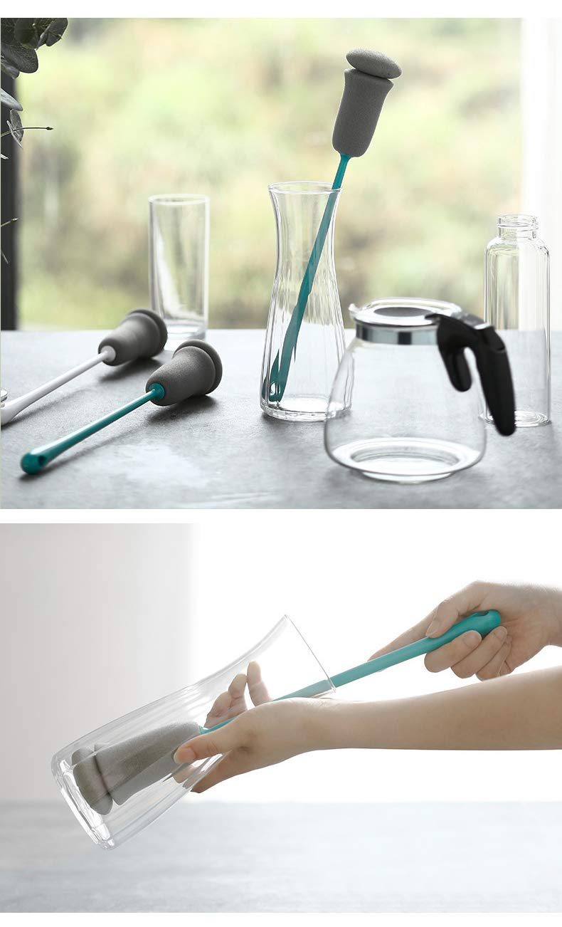 NILKANTH® 12.99" Bottle Cleaning Brush – Long Handle Cleaner for Hydro Flask, Baby Bottles, Sports Bottles, Vase & Glassware, Narrow Neck Container Brush (Green)