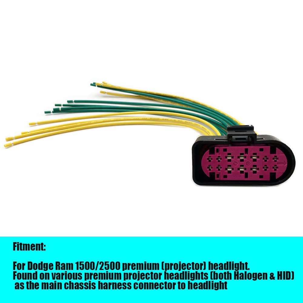 Dodge Ram 1500/2500 Projector Headlight Connector Pigtail - 9-Wire HID Xenon Plug