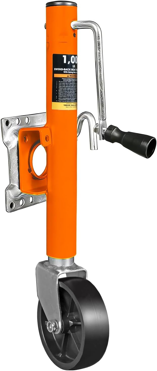 Torin 1000 lbs Trailer Jack with Wheel, Heavy Duty Swivel Boat Trailer Jack Single Whee, 10" Lift, Bolt-on Trailer Tongue Jack for RV Boat