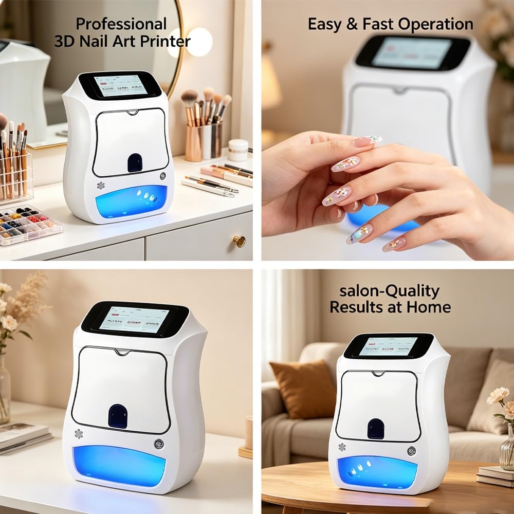 Imprimante d'art D'ongle, Imprimante Numérique D'ongle avec Écran Tactile de 5 Pouces, Précision de 4800 Dpi, Prise en Charge WiFi/Bricolage, Capteur de Reconnaissance Intelligent, Machine