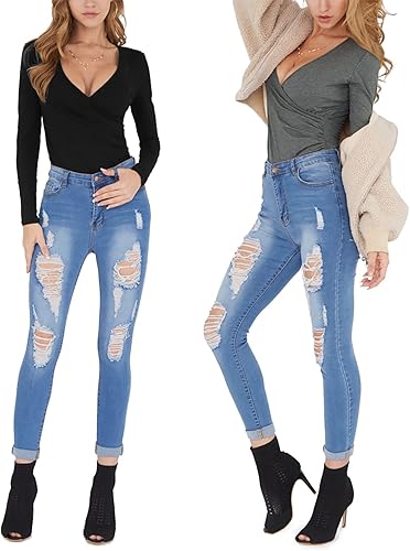 Miniatura 5 de MANGOPOP Body de manga corta para mujer, con cuello en V profundo, cuello en V profundo