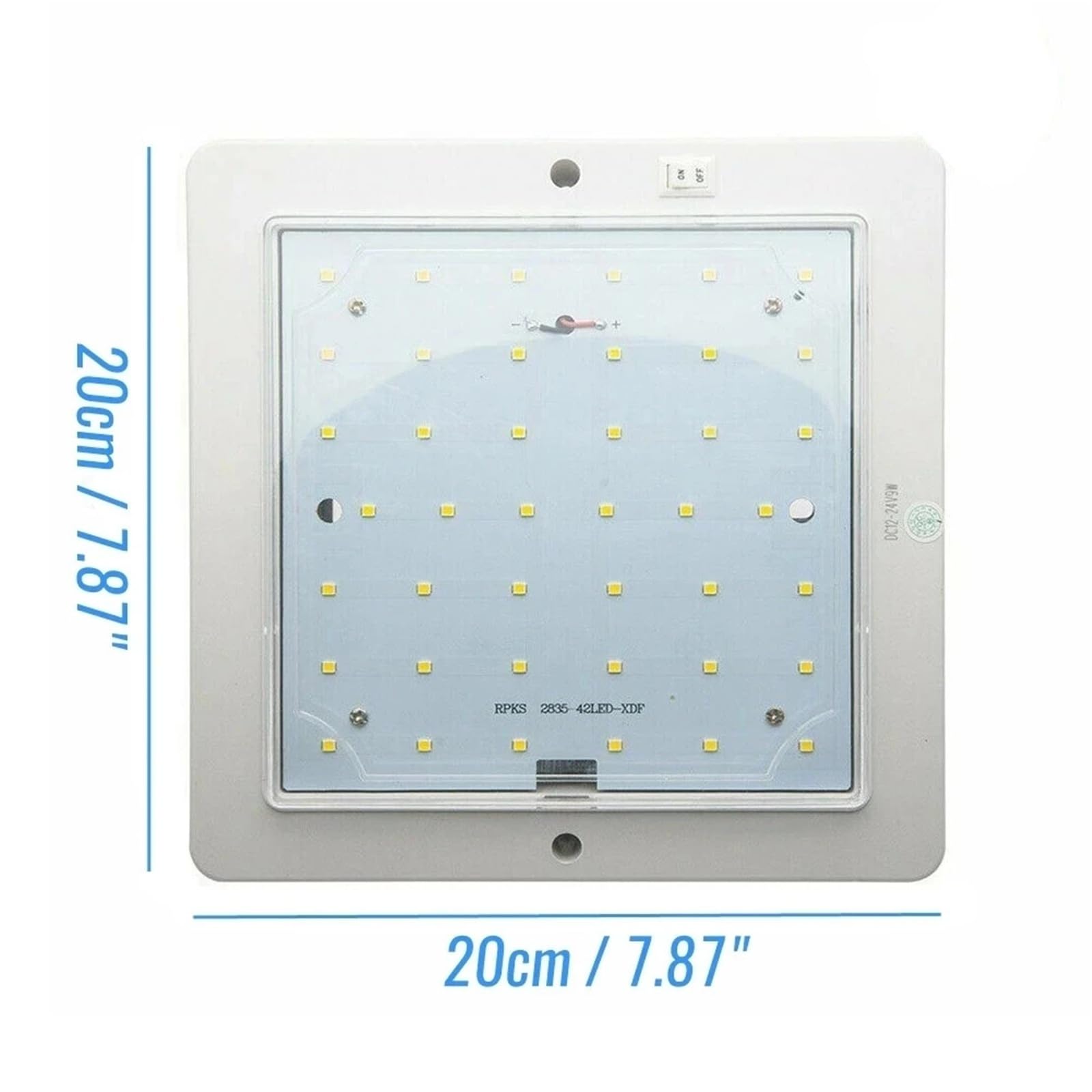 1 szt. 9 W 12 V lampa LED do samochodów kempingowych, kamperów, sufitów, wnętrz, dachów, samochodów ciężarowych, przyczep kempingowych, autobusów, łodzi, kwadratowe światło dachowe dla Campera(Wit)