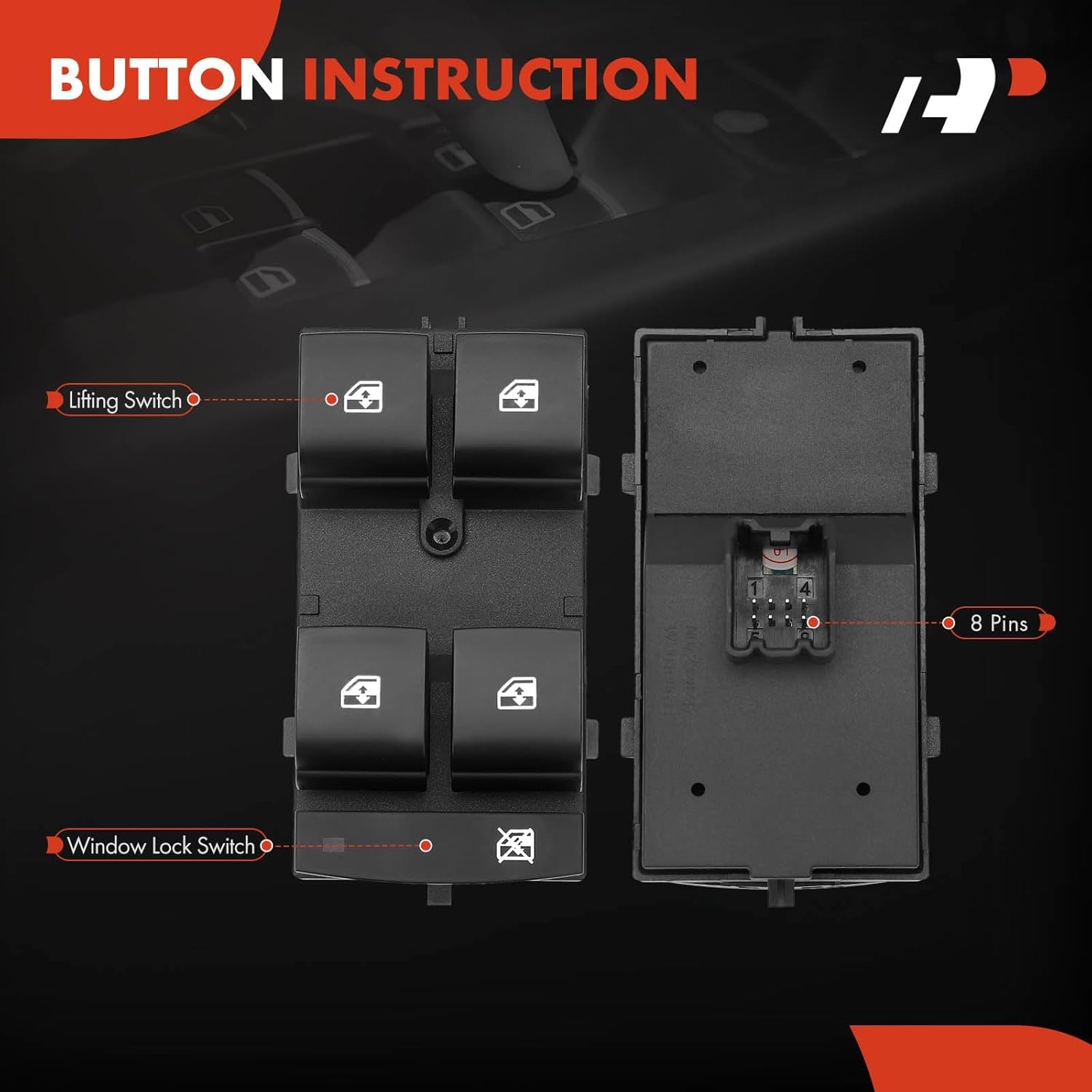 A-Premium Driver Side Master Power Window Switch Compatible with Chevrolet Malibu 2015, Malibu Limited 2016, Cruze 2011-2015, Cruze Limited 2016, Encore 2013-2016, Verano 2015-2017
