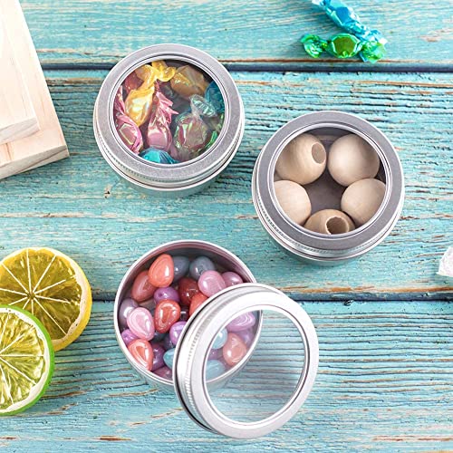 Image of Othmro 12Pcs 0.2oz Metal Round Tins Aluminum Tin Cans Jar Refillable Containers 5ml Tin Cans Tin Bottles Containers with Screw Lid for Salve Spices Lip Balm Tea Candies Silver 1.02x0.59in