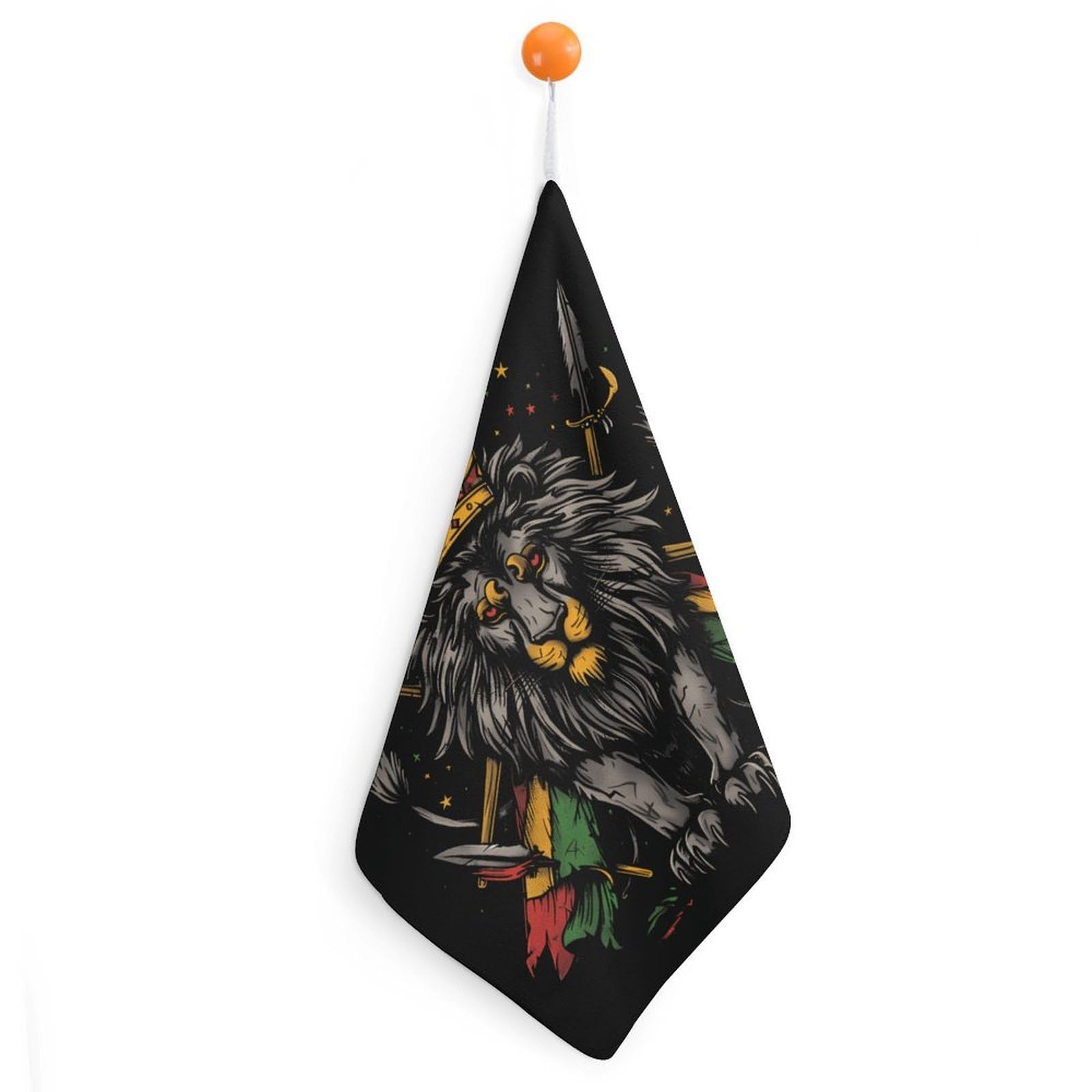 TXFBTRFSA Lion Flag Reggae Rastafarian Rasta Hand Towels with Hanging Loop Kitchen Towel Handkerchiefs Cleaning Cloths
