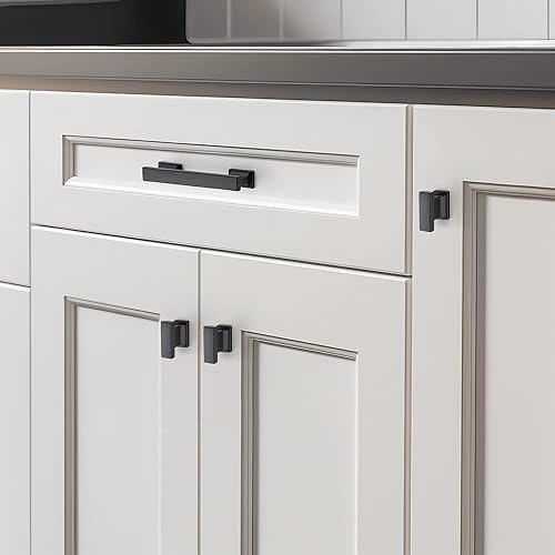 Miniatura 6 de Ravinte Hardware Paquete de 20 tiradores de gabinete negro mate, manijas de cocina negras de 1.46 pulgadas para armarios y armarios, pomos centrales