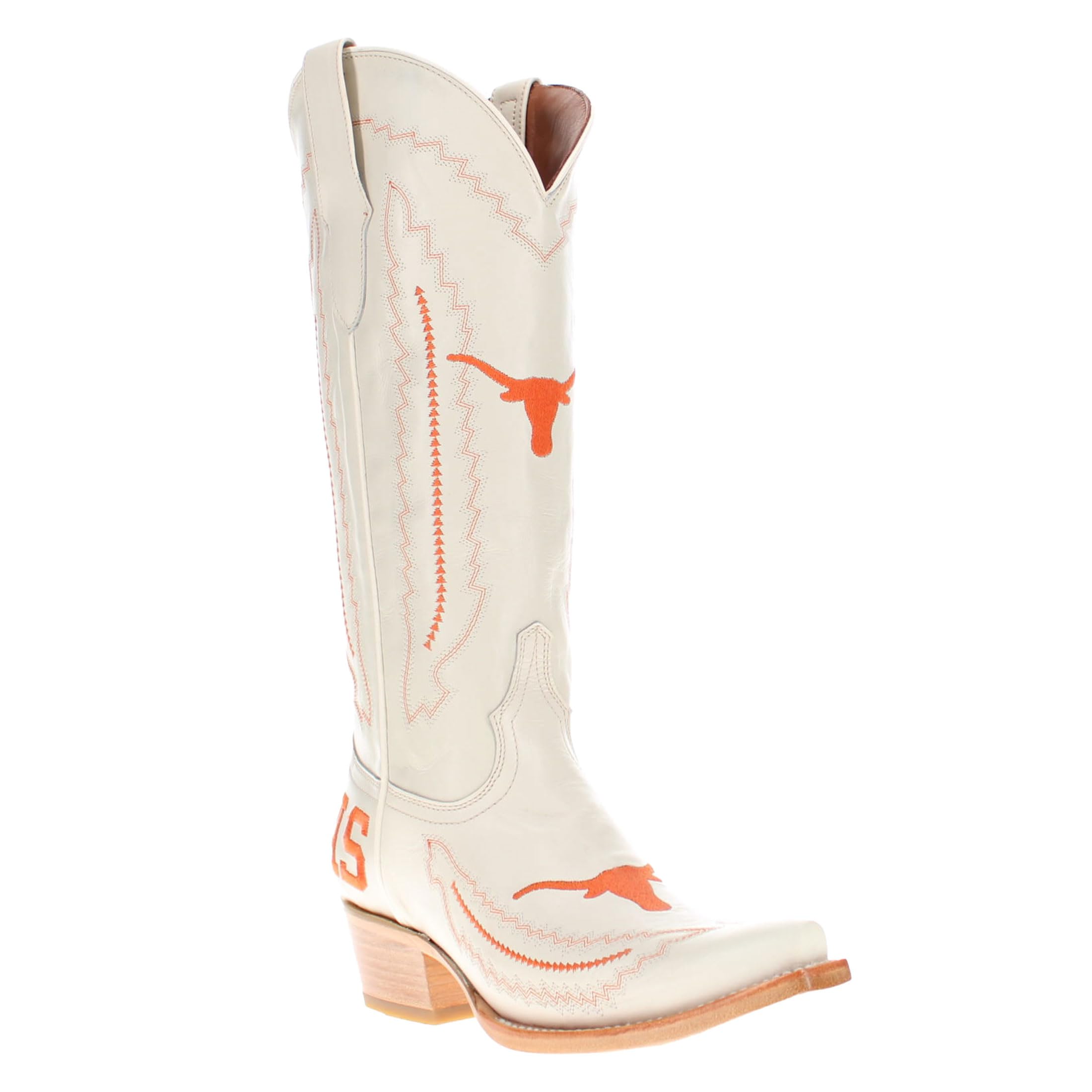 Vaccari Women's Naomi Genuine Leather NCAA League Embroidery Snip Toe Cowgirl Boots