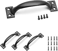 Jersvimc 4 Inch Matte Black Cabinet Handles - 4 Pack Rustic Metal Drawer Pulls for Dressers, Cupboards & Kitchens