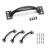 4 Inch Matte Black Cabinet Handles - 4Pcs Metal Drawer Pulls for Rustic Dresser & Cupboard