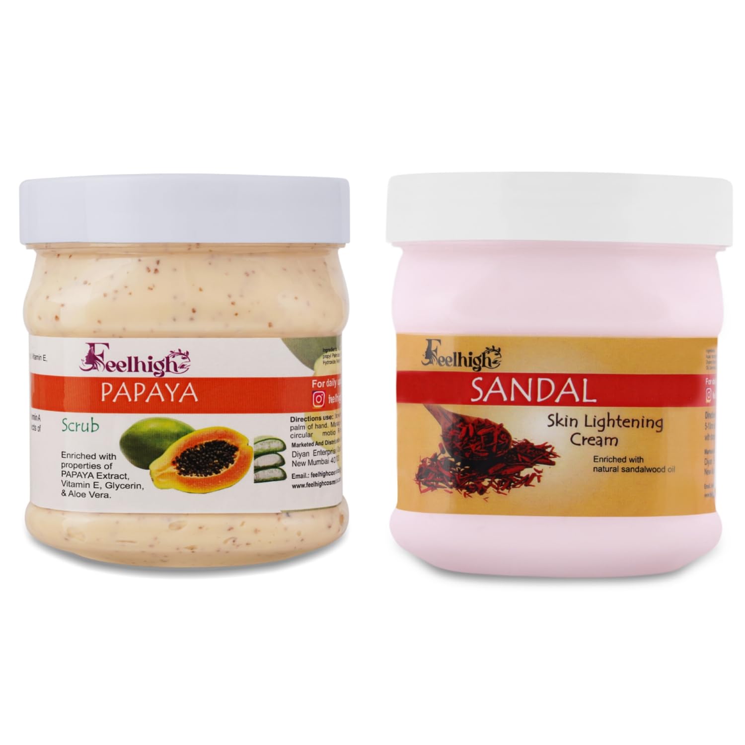 Feelhigh Face & Body Papaya Scrub & Sandal Cream -Skin care Products (2 Items in the set)-image-41