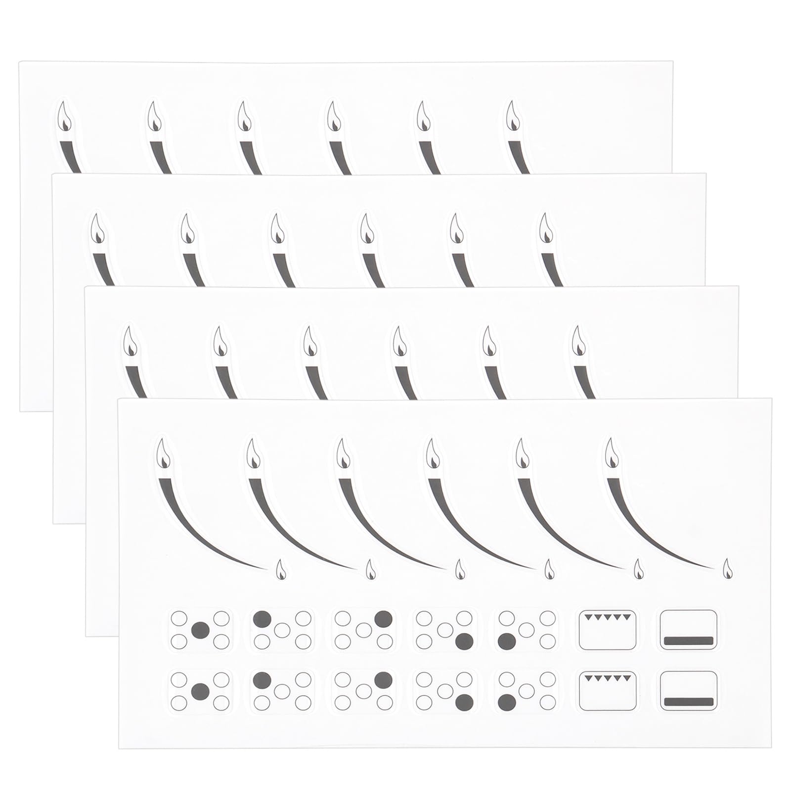 SG Store 4 Sets 160x90mm Flame Ring Stove Labels Indicator Decals Transparent PVC Labels Includes Burner Stickers Black Square Labels for Stoves Ovens Cooktop Marking