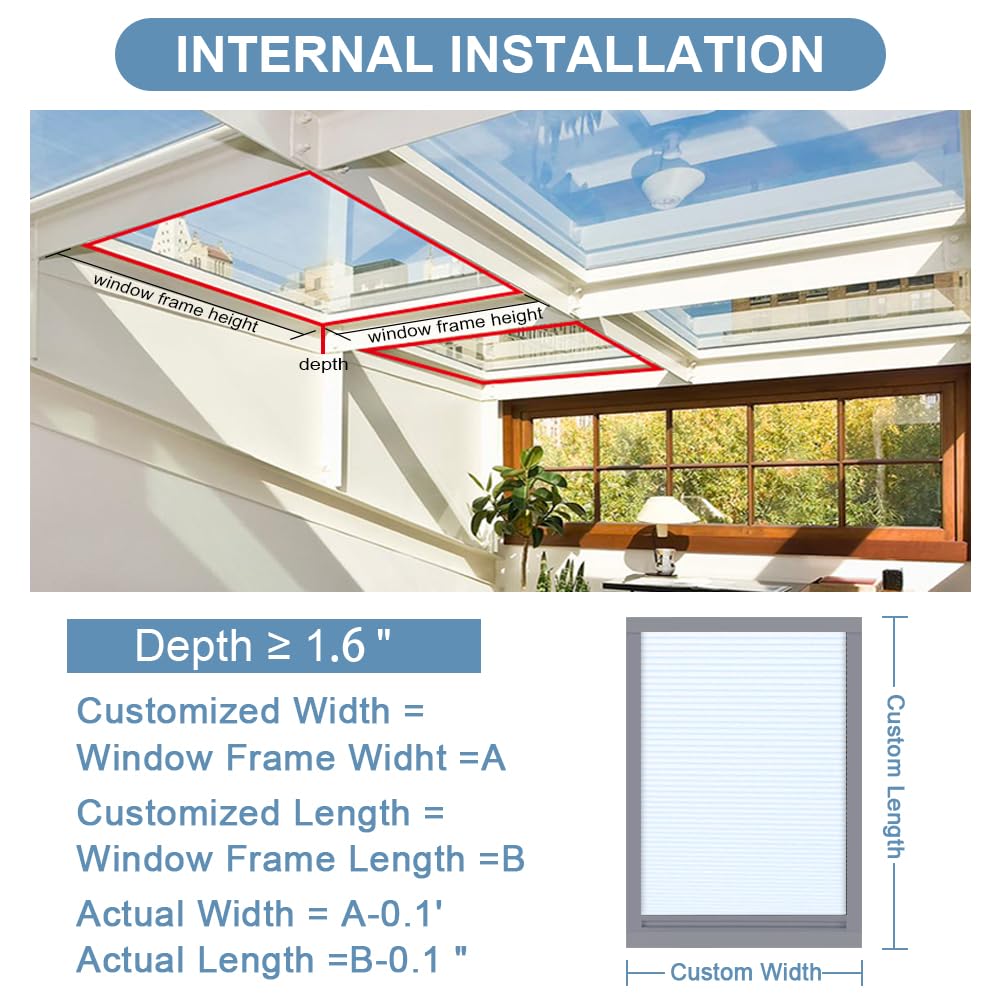 Tenda oscurante a nido d'ape motorizzata, ricaricabile, impermeabile, dimensioni personalizzate (Blue Sky 93021I, 110 x 120 cm), trattamento per finestre smart home