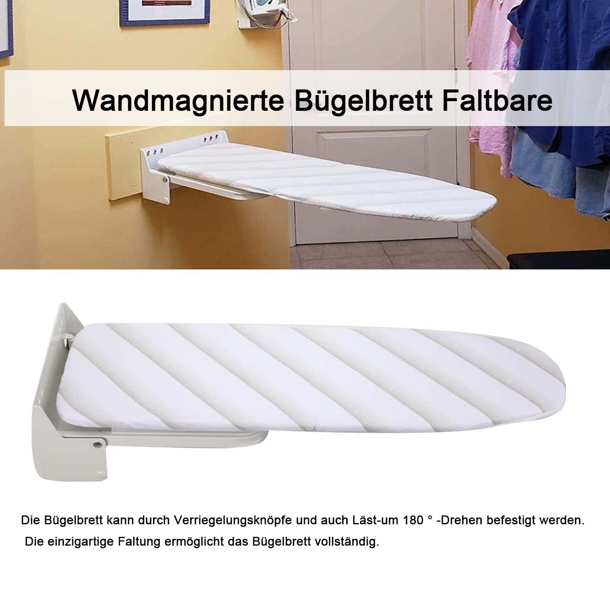 Bügelbretter Bügeltisch Wandmontage Bügelbrett Faltbare für Dampfbügeleisen Bügeleisen mit Einer Hitzebeständigen Bügelabdeckung Geliefert