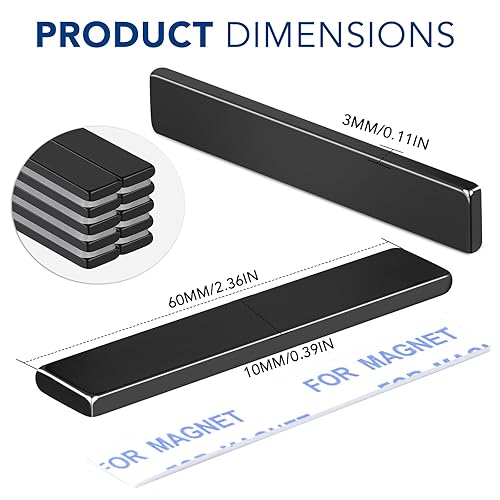 Miniatura 9 de TRYMAG Imanes de neodimio fuertes con adhesivo de doble cara, paquete de 15 tiras de imanes de tierras raras resistentes para manualidades, nevera,