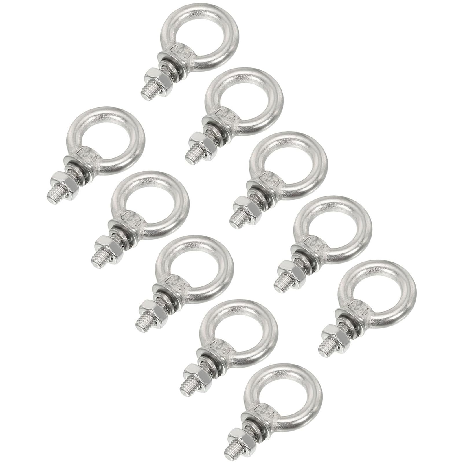 TA-VIGOR 10Pcs M4 x 11mm Lifting Long Eye Bolt, 304 Stainless Steel Wall Expansion Anchor Bolts, Masonry Concrete Screws Shoulder Eyebolt Lifting Ring with Nuts Washers for Hanging Hammock Article