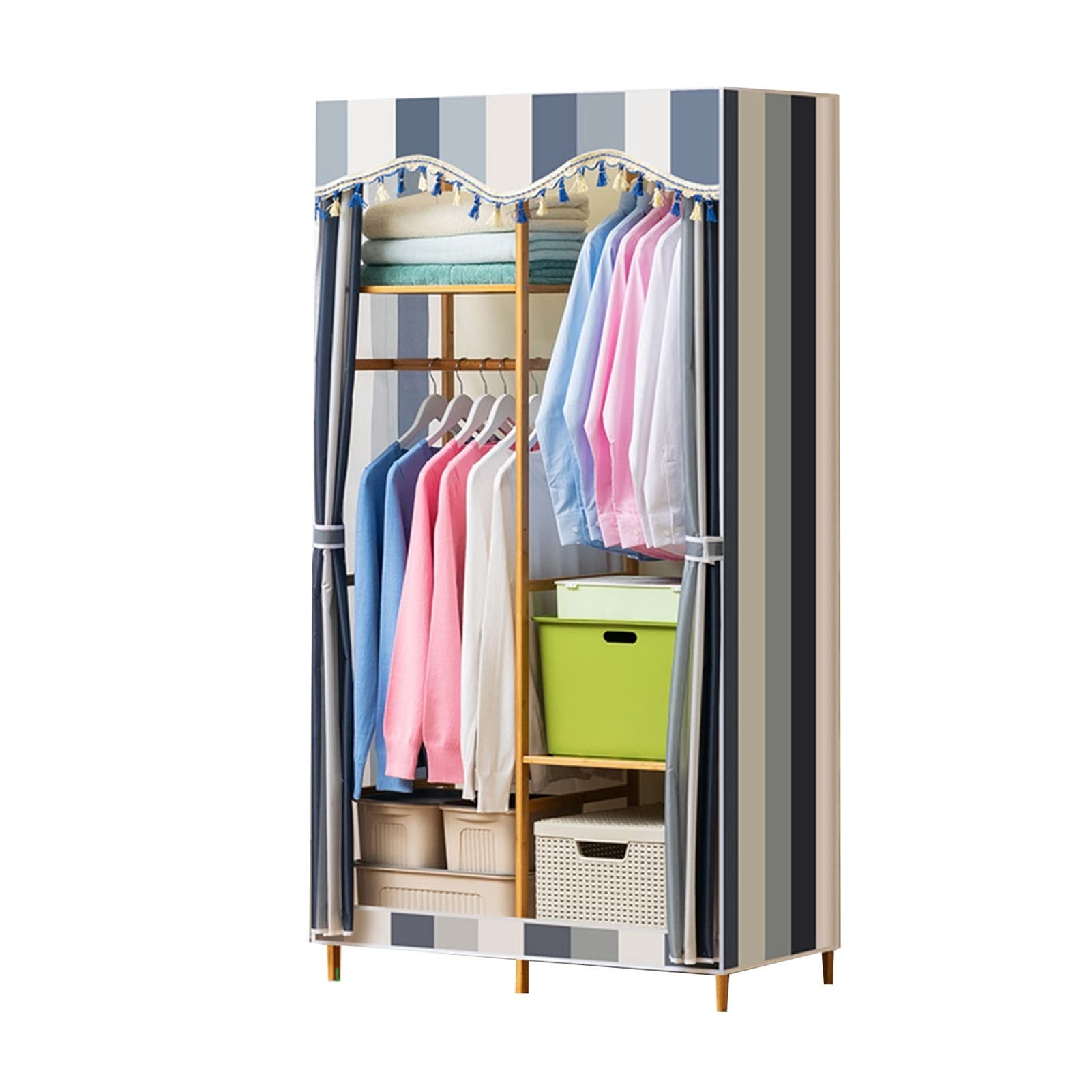 Armoire en toile pliable avec rail de suspension lavable autonome