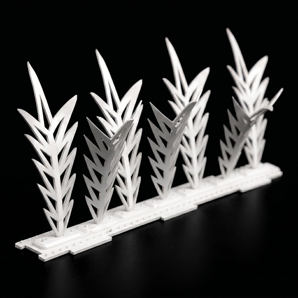 Piece of 20 Bird Spikes High-Strength Pigeon Spikes – Long-Lasting UV Resistant Bird for Outdoor Ledges Multi-Row Protection for Balcony Railings & AC Outdoor Units (White)-image-26