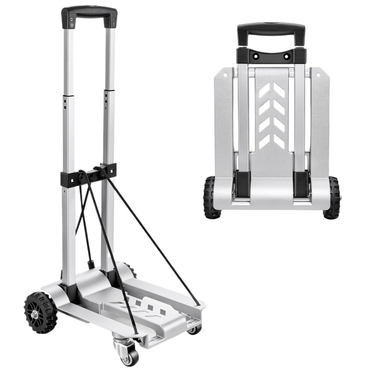 Hand Truck Utility Luggage Cart With 4 Wheels Aluminum Hand Truck Dolly Platform Trolley