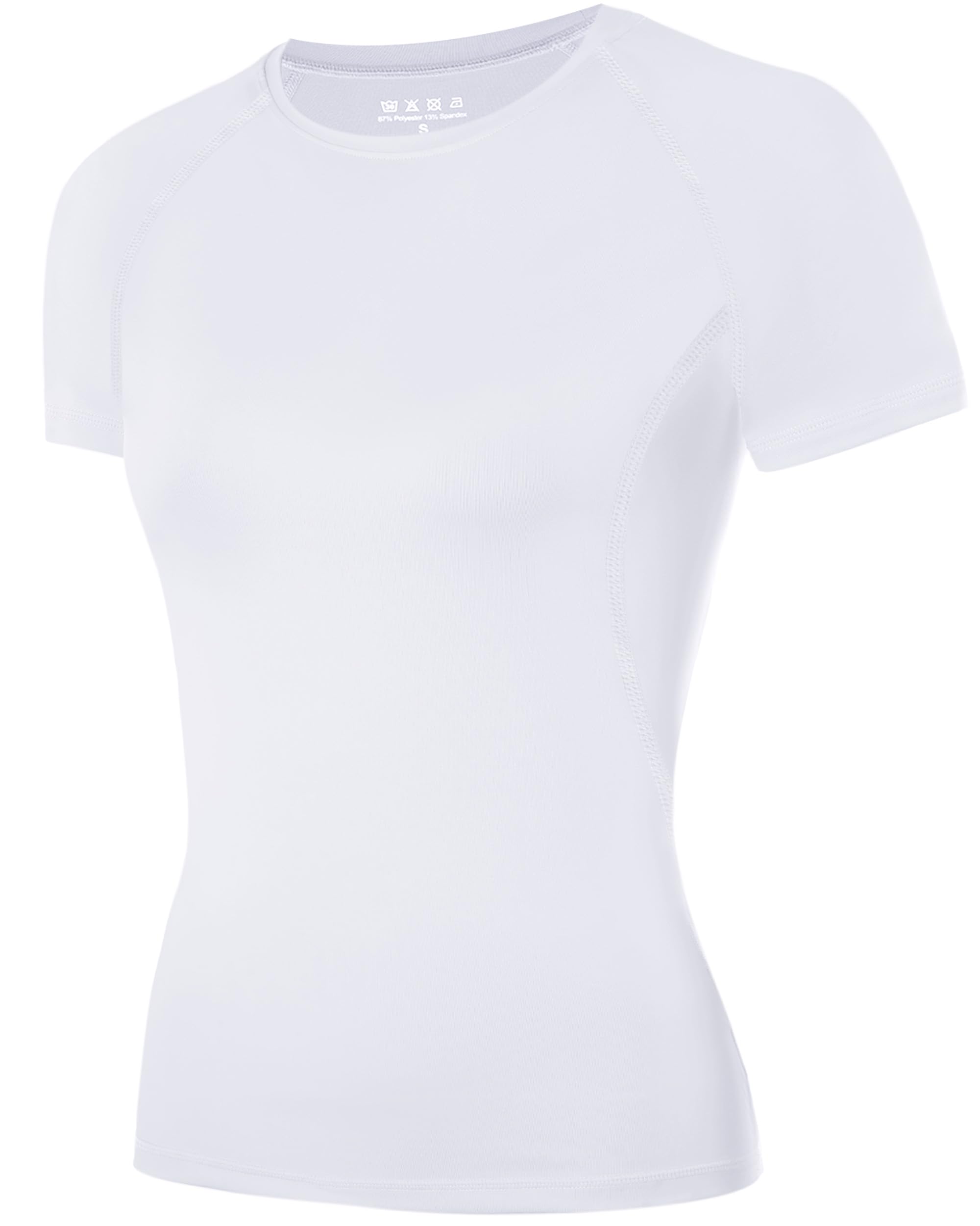 ZovioBox WISMBOX Sportshirt Damen Kurzarm, enges Kompressionsshirt, atmungsaktives und schnelltrocknendes Funktionsshirt für Fitness, Yoga, Gym