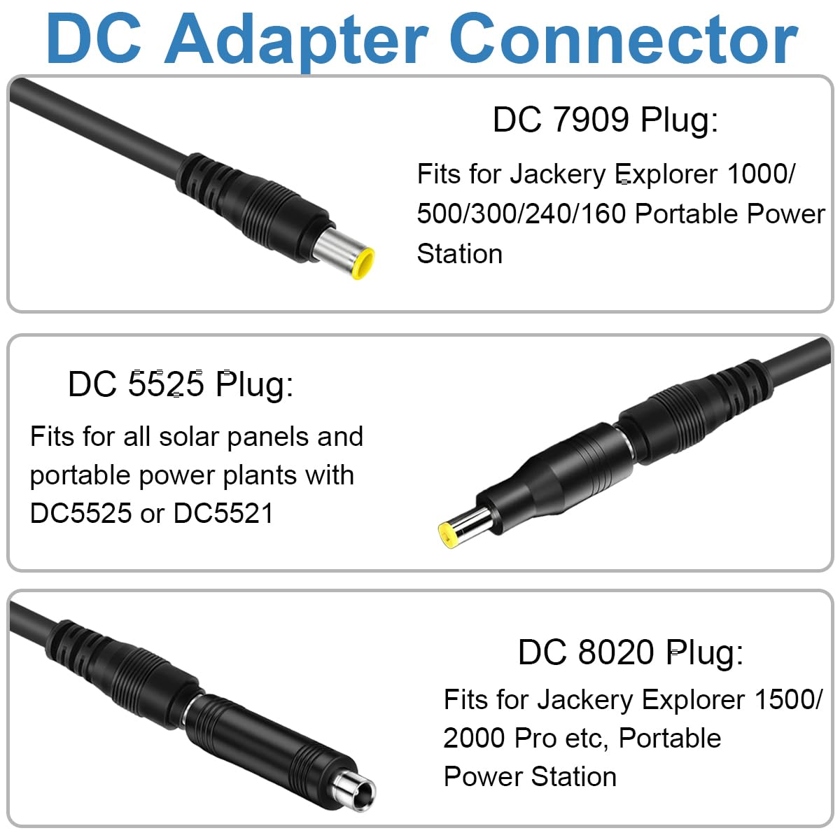 per MC4 pannello solare a cavo prolunga DC 8mm, connettore solare a cavo caricabatterie DC7909 con connettore DC7909 a DC8020/DC5525 per stazione alimentazione portatile generatore solare