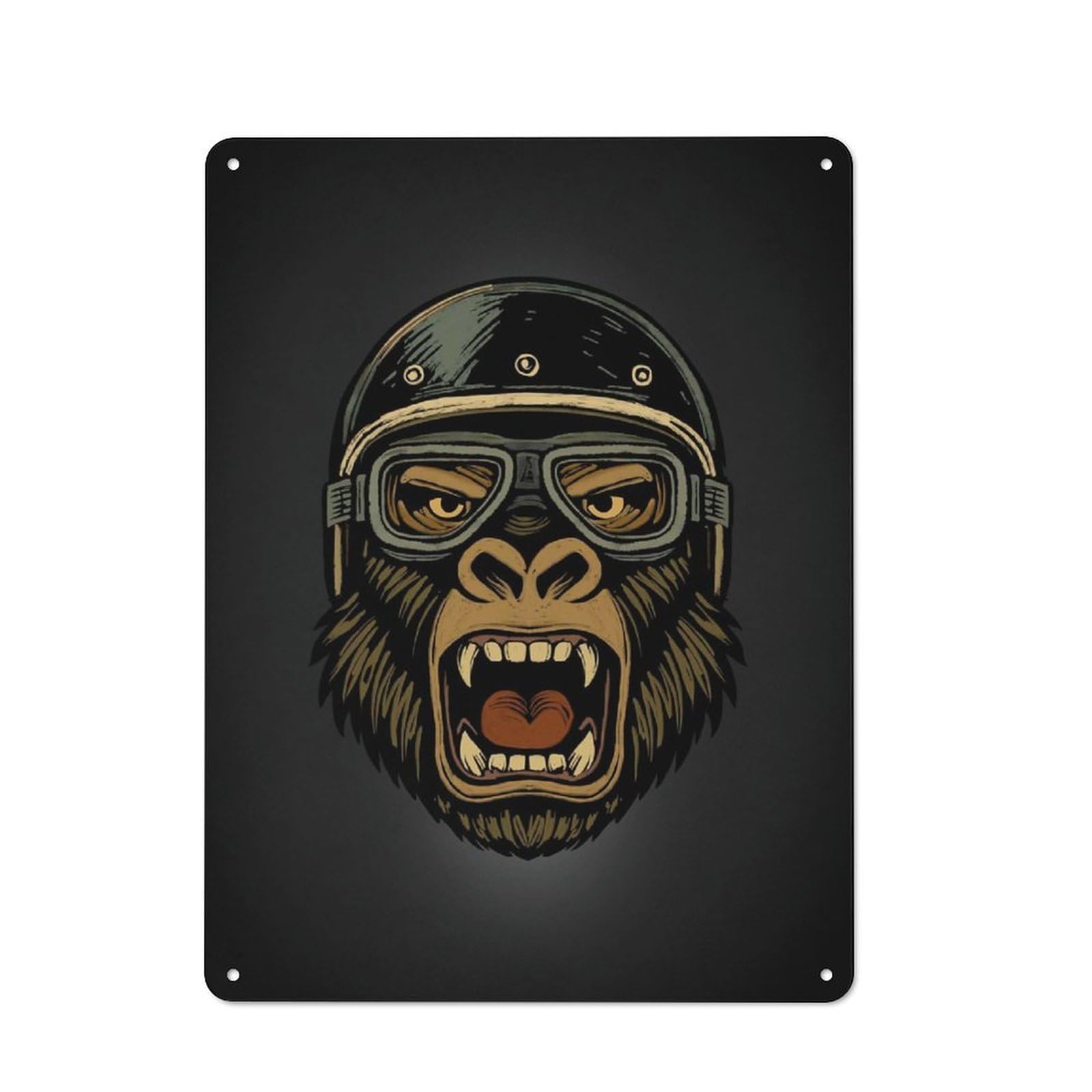 Junmoney Style-6 Metal Wall Sign 40X30cm Featuring Motorcycling Gorilla For Pub Or Café, Housewarming Wall Decor For People Furnishing Pub And Café