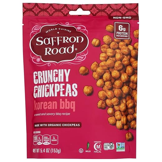 Saffron Road Crunchy Chickpeas Korean Bbq 6 Ounce (Pack of 8) by Saffron Road