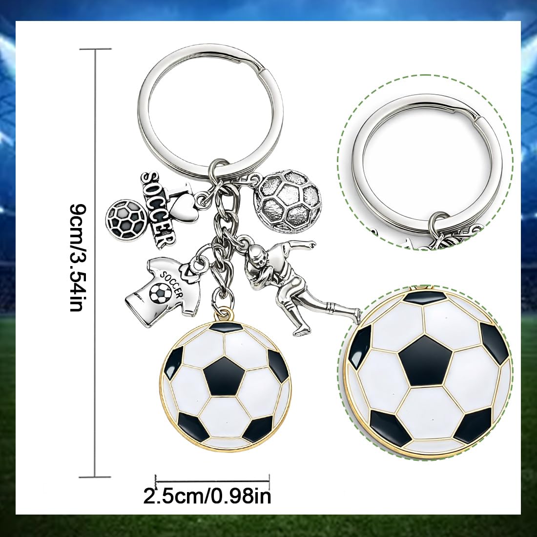 Portachiavi Calcio Metallo Creativo Ciondolo Chiave Sport Tema Calcio Mini Argento Regalo Tifosi Charms Borse Zaino
