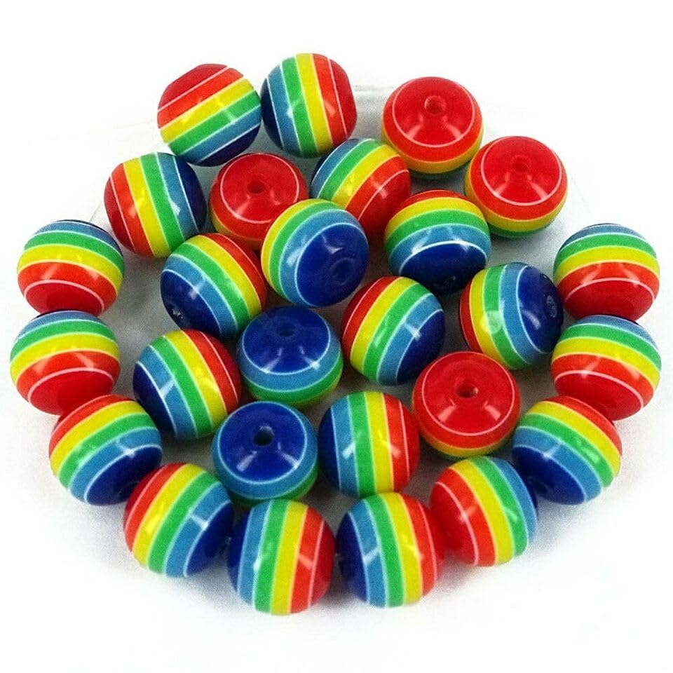 Vision4ever 50Pcs Gay Pride, Acrylic Round Beads, Rainbow 6mm Jewellery Making Kids Craft