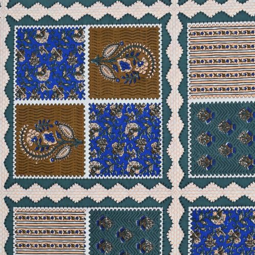 Image of 100% Cotton Single Bedsheet with 1 Pillow Cover | 240 TC Pure Cotton Flat Bed Sheet | Traditional Jaipuri Printed Bedding Set | Soft & Breathable | 60 x 90 Inch (Rangmahal Single 61)