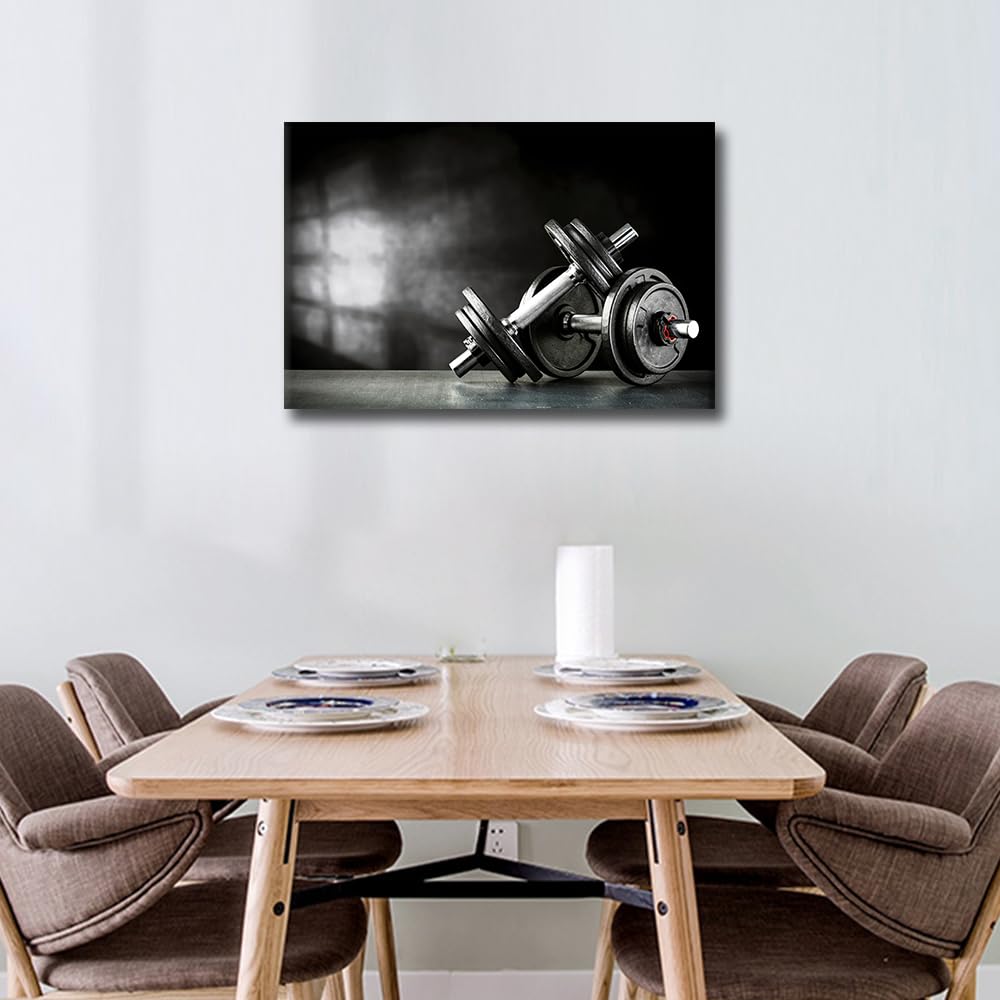 TISHIRON Fitness Bodybuilding Canvas Wall Art for Bedroom Sports Theme Wall Paintings for Living Room Gym Equipment Office Modern Wall Art Pictures Print On Canvas Giclee Framed Ready to Hang - Image 3