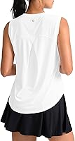 SANTINY Women's Sleeveless Workout Tank Tops - Breathable Quick Dry Yoga Running Tennis Shirts with Cross-Back Pleat
