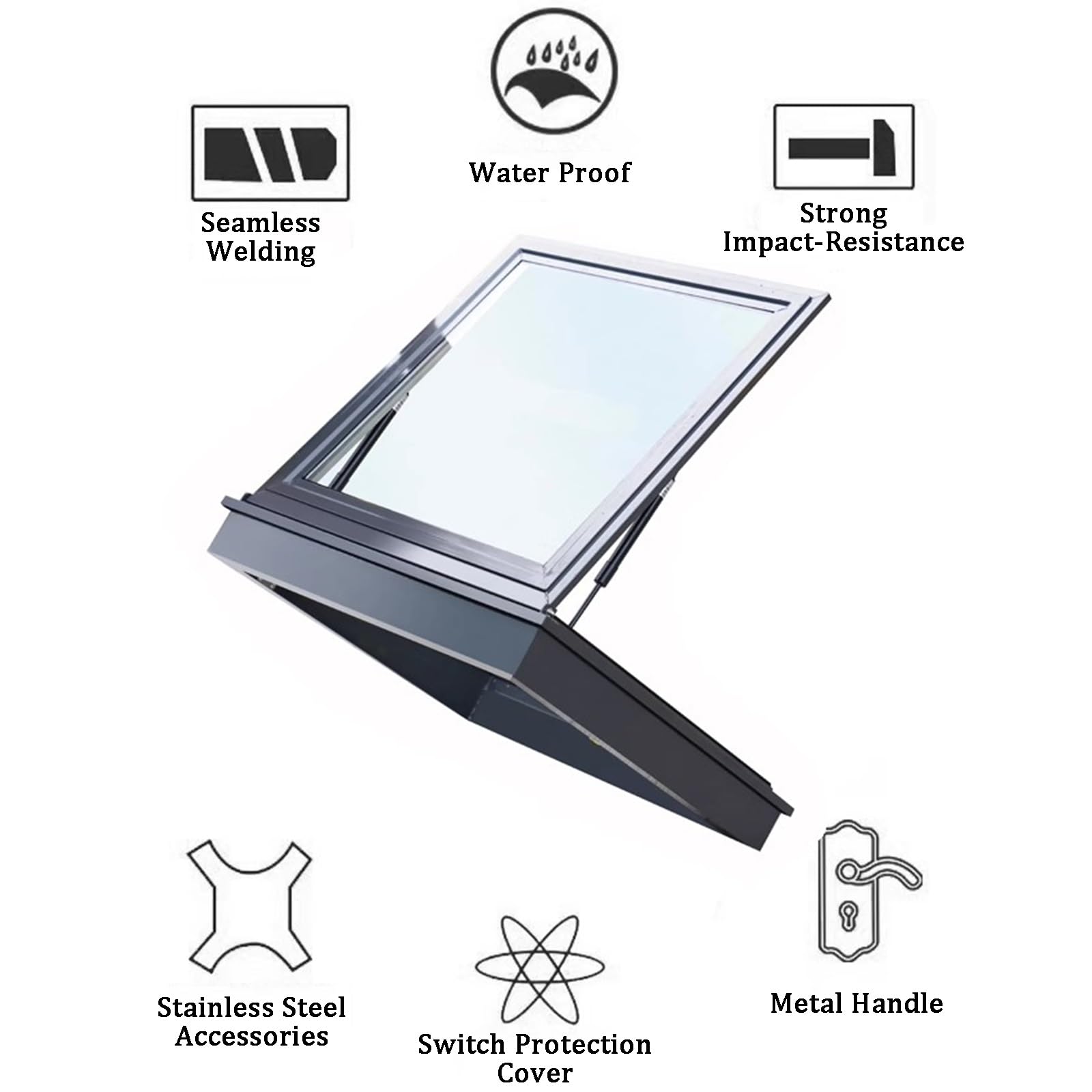 WIGING Casa con Claraboya Ventana De Tejado Ático Techo Pequeño Tapa De Trampilla De Escape Sótano Puerta con Luz Natural Montaje Empotrado Subterráneo Ventana De Pozo De Luz(White)