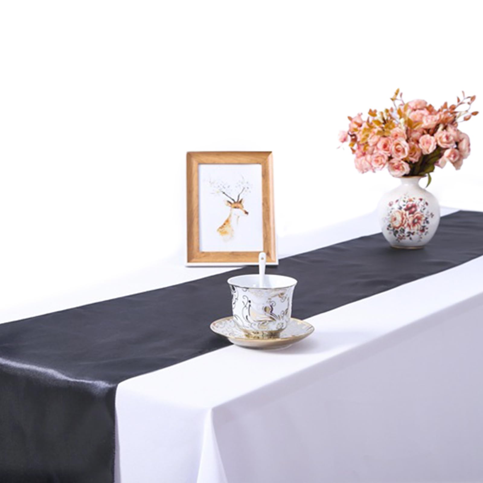 Tsophreniq Golden Satins Table Runners 10 Pack 12x108Inch Decoration for Engagements, Parties, and Banquets Table Runner