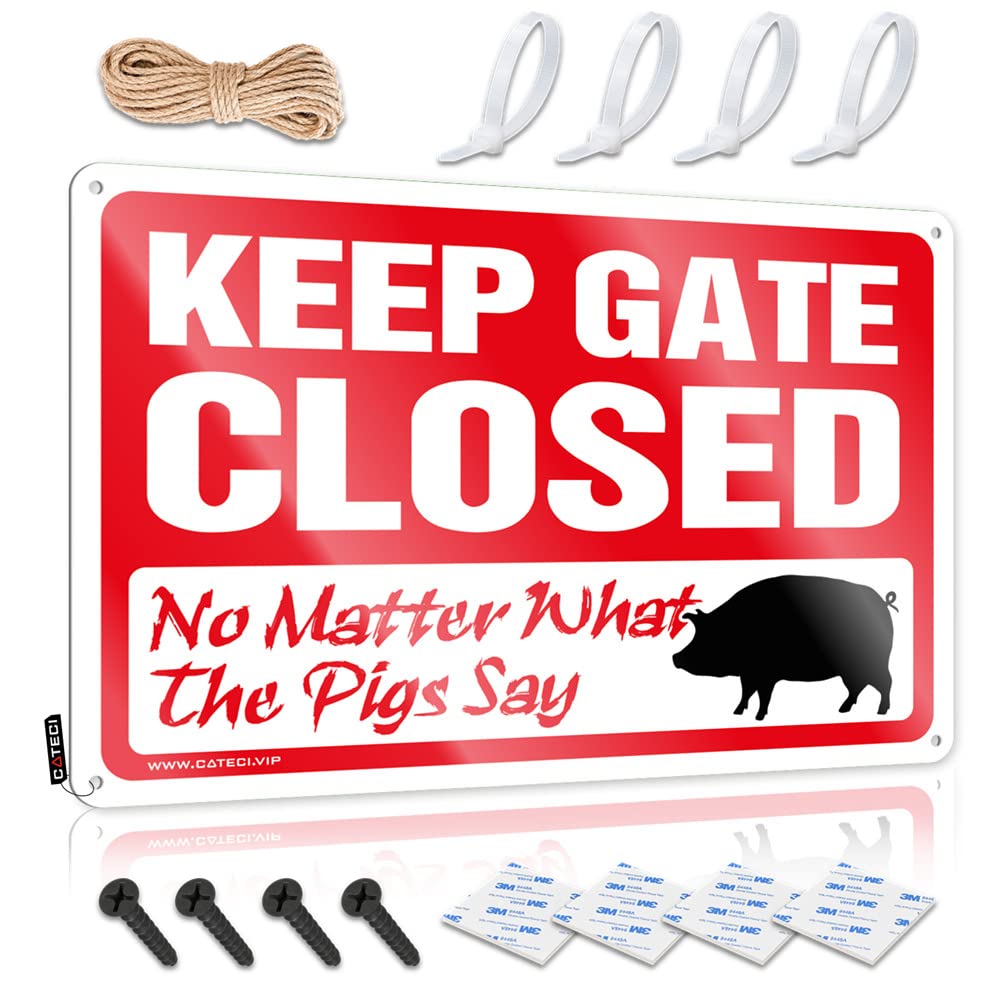 Personalized Metal Signs For Outdoors Keep Gate Closed No Matter What The Pigs Say Sign Vintage Tin Signs Funny Cave Man Bar(30X40CM)