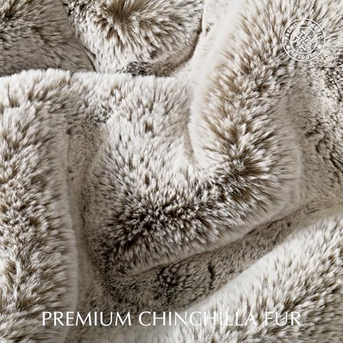 Luxury Soft Faux Chinchilla Fur Throw Blanket for Couch, Warm Thick Heavy Winter Throw Blanket 1220GSM for Bed, Fluffy Cozy Mink Blanket with Reversible Velvet, Champagne Fawn, 60"x80" - Image 4