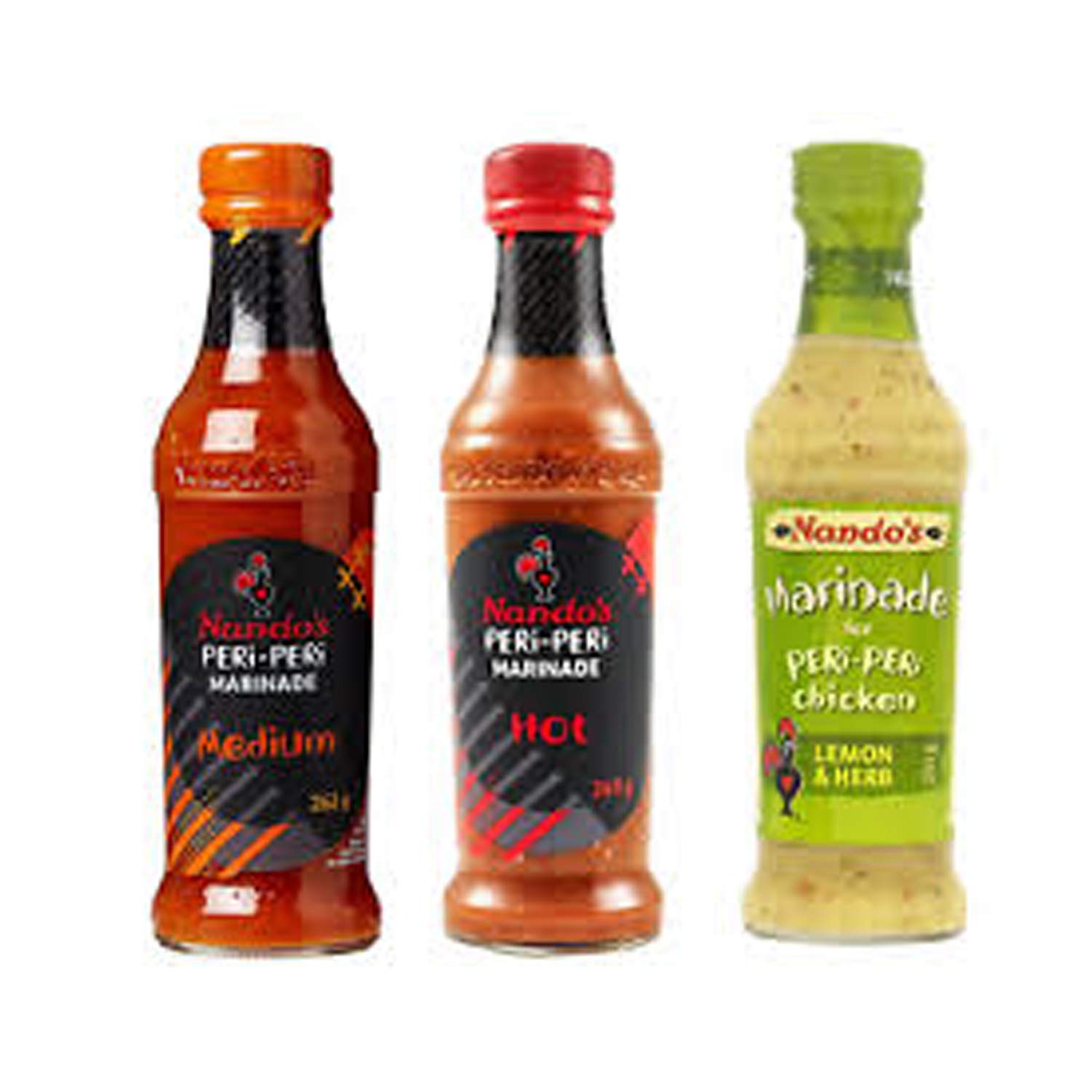 Nando's Peri - Paquete triple de marinada (3 unidades, mediano + limón y hierba), 3 x 260 g