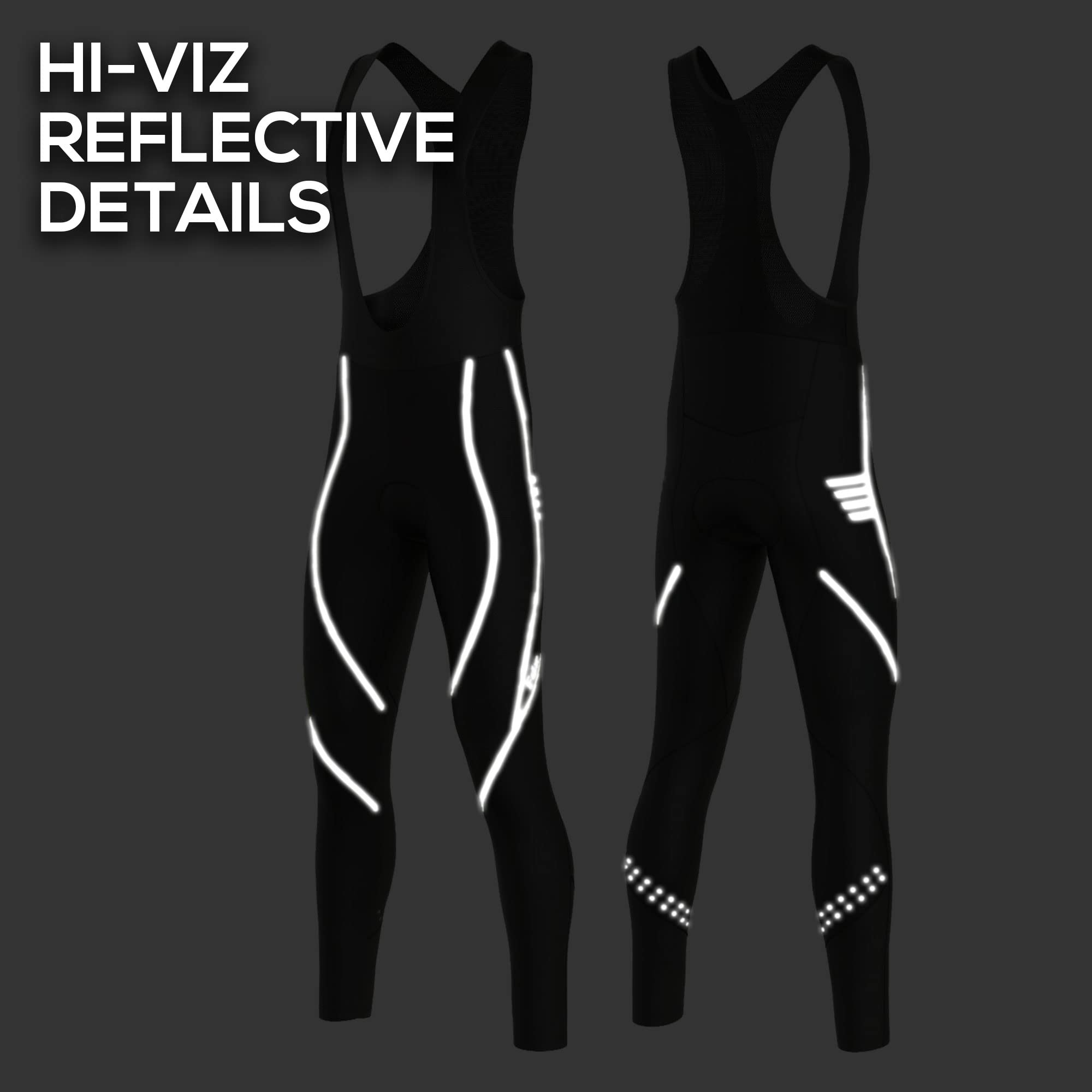 FDX Pantalones de ciclismo para hombre, con forro polar térmico en 3D, transpirable, cálido, para bicicleta, pantalones largos reflectantes, para ciclismo al aire libre