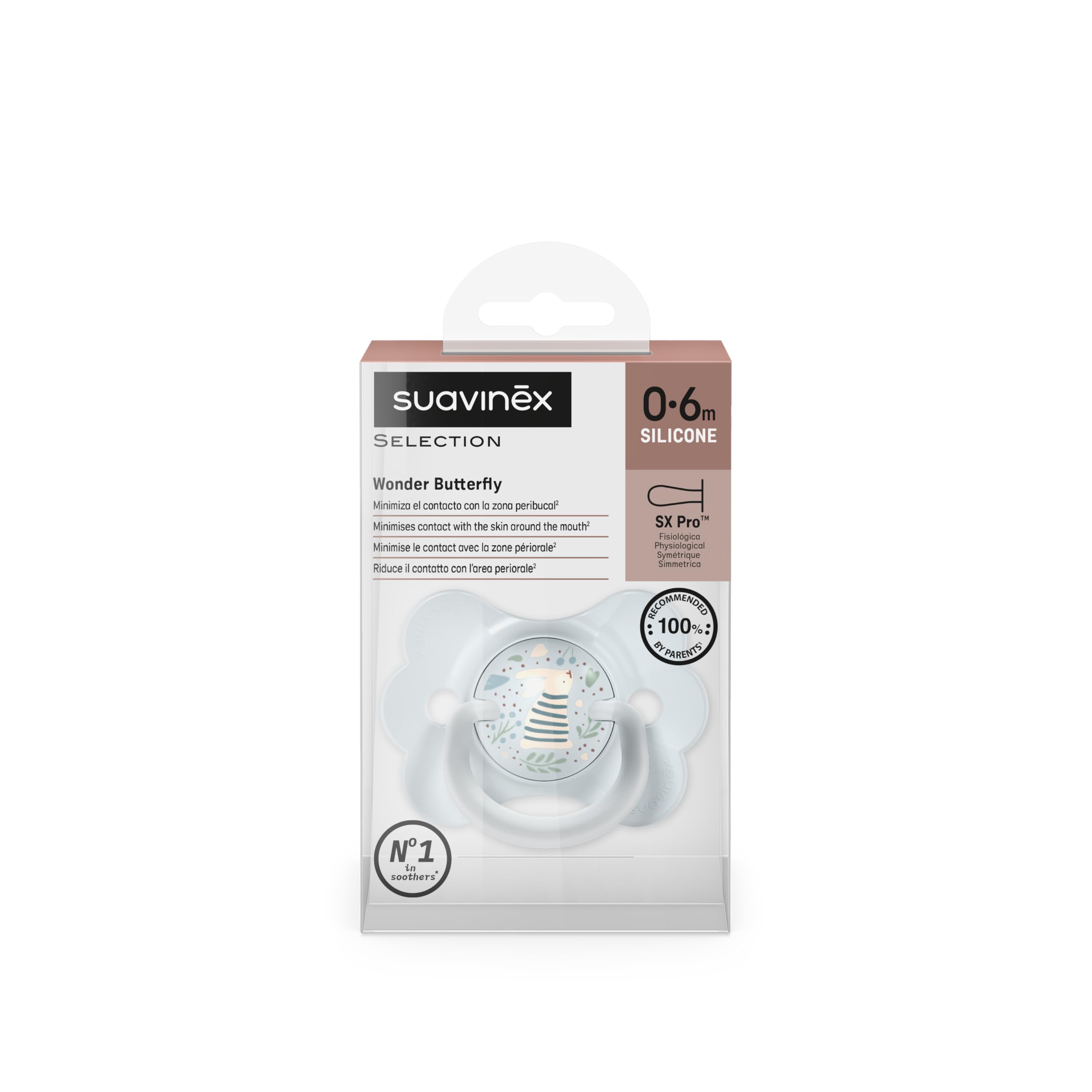 Suavinex, Chupete para Bebés 0/6 Meses y Recién Nacidos, con Tetina Fisiológica de Silicona SX Pro, Simétrica, Plana y Flexible, Respeta el Desarrollo Bucodental, con Anilla, Wonder Azul - 5