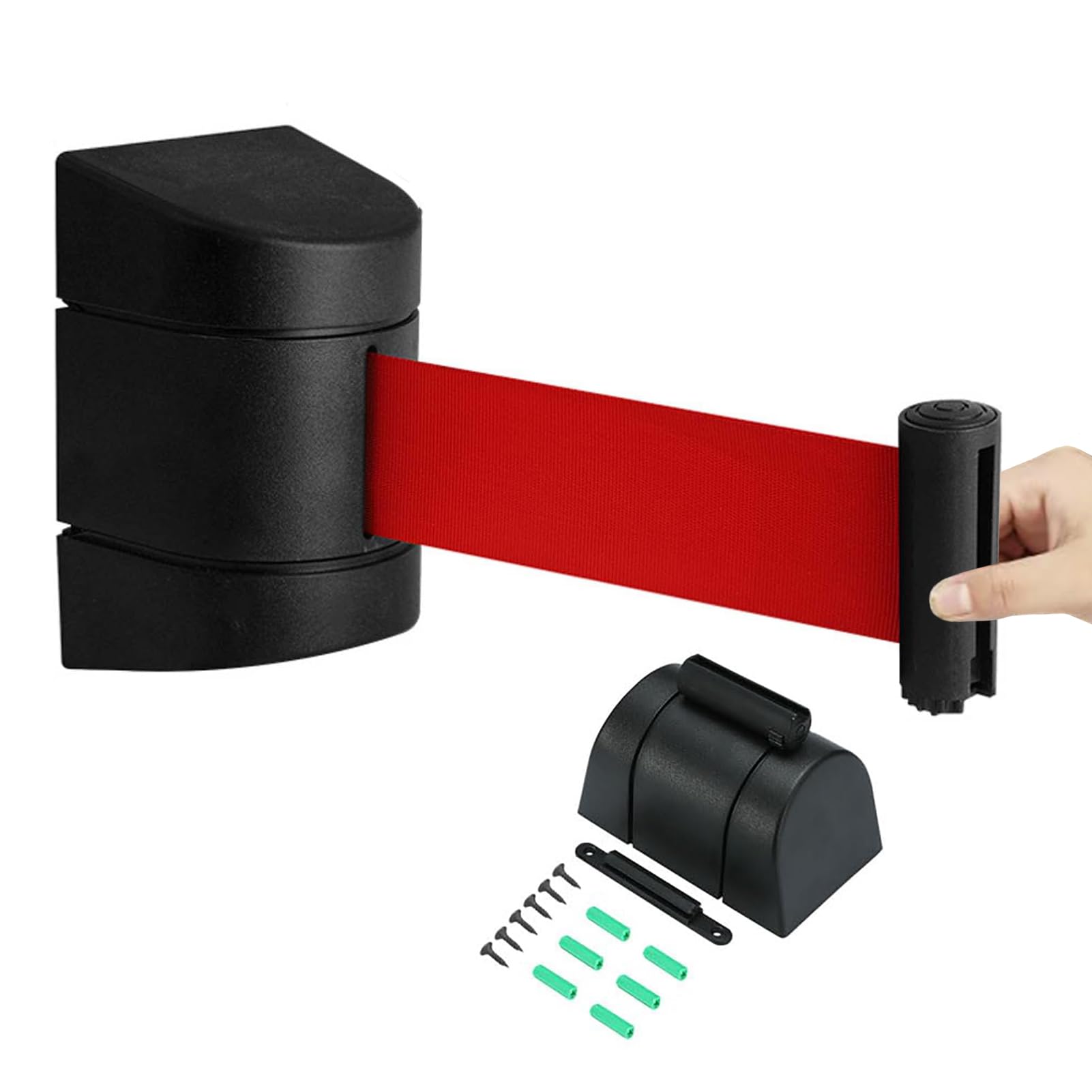 Cinta De Seguridad Retráctil De 2 M para Montaje En Pared, Cuerda De Cinturón De Seguridad para Control De Multitudes, Cinta De Límite Expandible, Soporte De Línea De Seguridad Neg