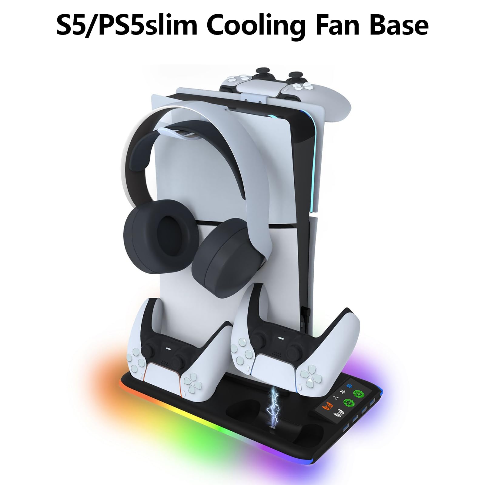Base raffreddamento a LED colorata Aggiornamenti per gioco Supporto per ventola raffreddamento multifunzionale Base per ventola compatta adatta per P5 / Supporto gioco