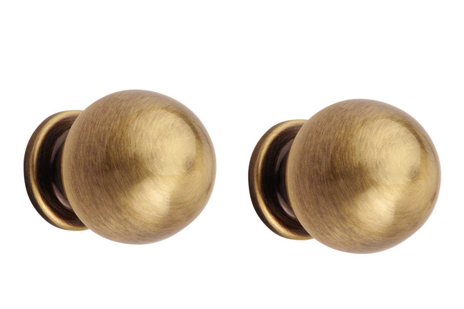 Antique Brass Ball Shaped (22 mm Dia) Cabinet Drawers/Wardrobe/Kitchen Door Pull Handle Knobs - Brownish Gold (Set of 2).