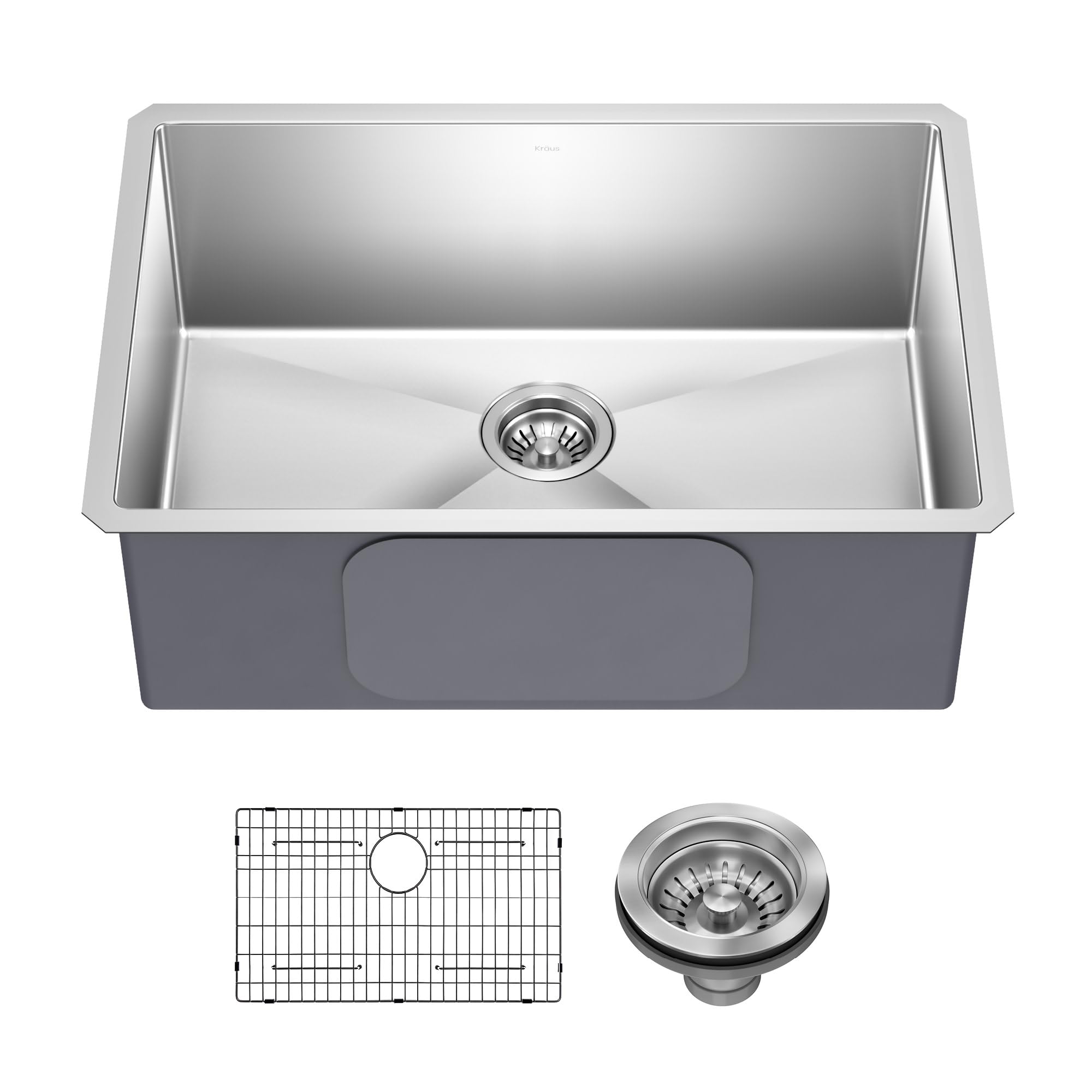 KRAUS Standart PRO 28-inch 16 Gauge Undermount Single Bowl Stainless Steel Kitchen Sink, KHU100-28