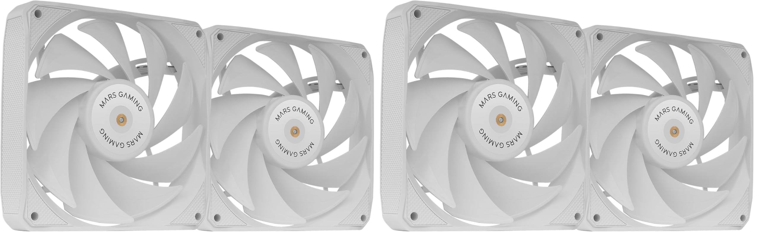 Mars Gaming MF-NCLX2, Kit 2x Ultra-Quiet 120mm Fans, Hybrid Blades Design, 2in1 Fans with FDB Copper Bearing Hyperbalanced, PWM Connection System, Anti-Vibration Pads, White