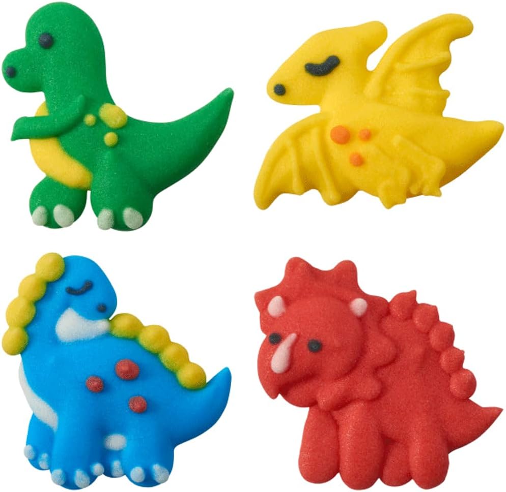 Royal Icing Cupcake Cake Topper Decorations - 12 pc (Dinosaur)